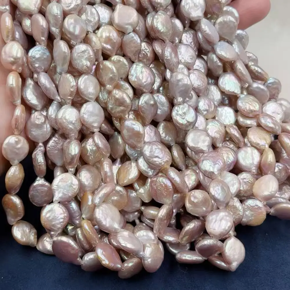 

Жемчужины пресноводные натуральные, розово-фиолетовые, плоские, круглые, 11-12 мм, для изготовления ювелирных изделий, рассыпные, для рукоделия, 15 дюймов