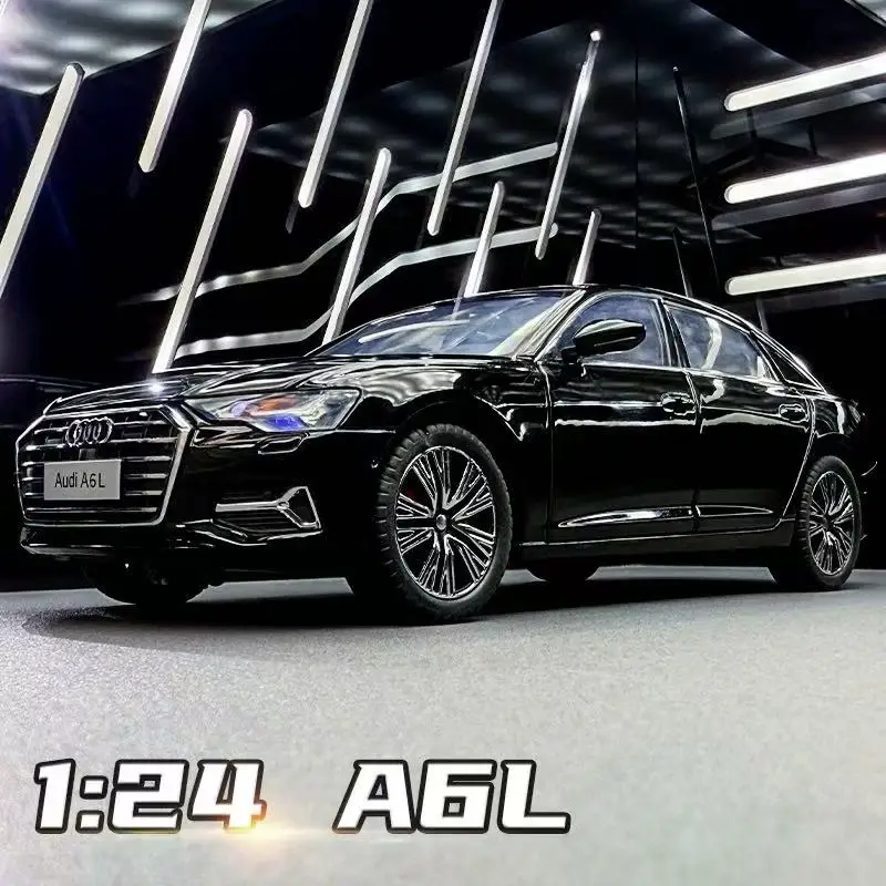 

1:24 2024 AUDI A6 Alloy Car Model Diecast & Toy Metal Vehicle Car Model Simulation Collection Sound and Light Childrens Toy Gift