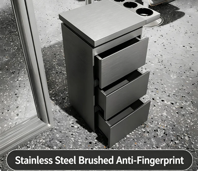 Haircutting Tools Cabinet - Specialized Storage for Hair Salons - Stainless Steel Haircutting Cabinet with Worktop
