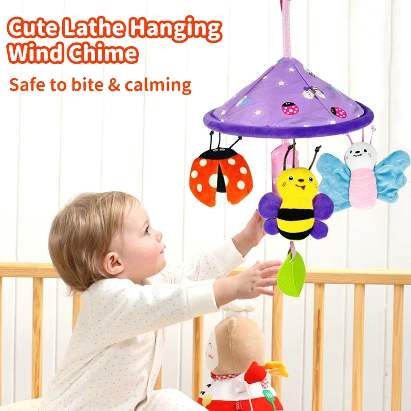 Cama de pelúcia do bebê pendurado brinquedos bonito dos desenhos animados animal anel macio o sino brinquedo removível vento carrilhão recém-nascido sensorial companheiro brinquedos presente