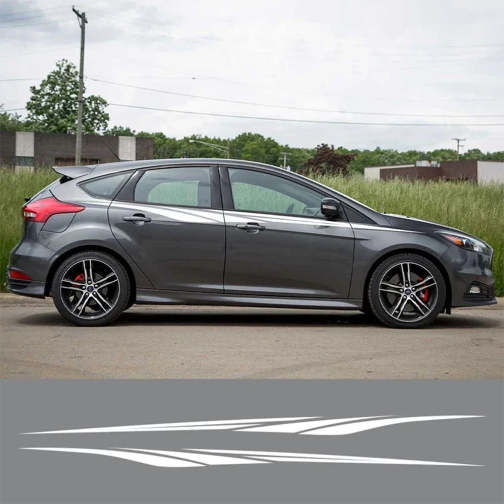 2PCS Car Both Side Door Waist Line Stickers For Ford Focus 2 3 ST RS MK2 MK3 MK4 Vinyl Film Racing DIY Decals Tuning Accessories