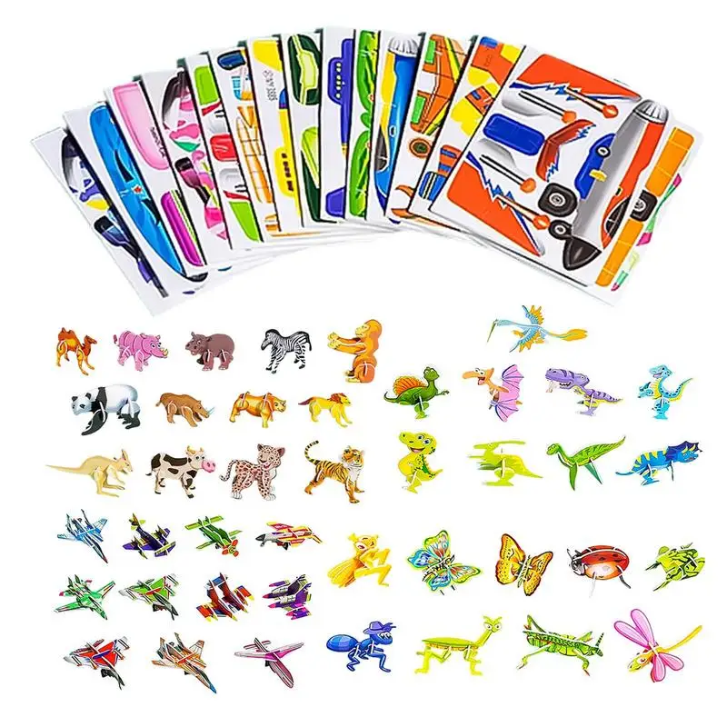 Puzzles For Kids 3D Cartoon Educational Jigsaw Puzzles 100 PCS 3D Puzzle Toy Fine Motor Skill Stem Toys Travel Game Art Crafts