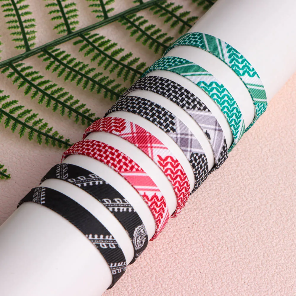 1/4/12 قطعة وشاح عربي نمط سوار منسوج للنساء الرجال اليدوية العرقية موجة نقطة الملونة أساور مطوية زوجين مجوهرات هدايا