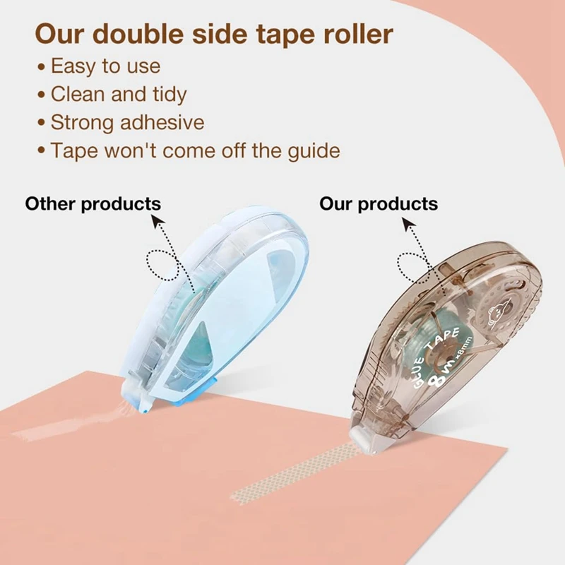 Double Sided Tape Roller - 8 Pack Adhesive Scrapbook Glue Tape Runner Roller (8Mm X 210Ft)