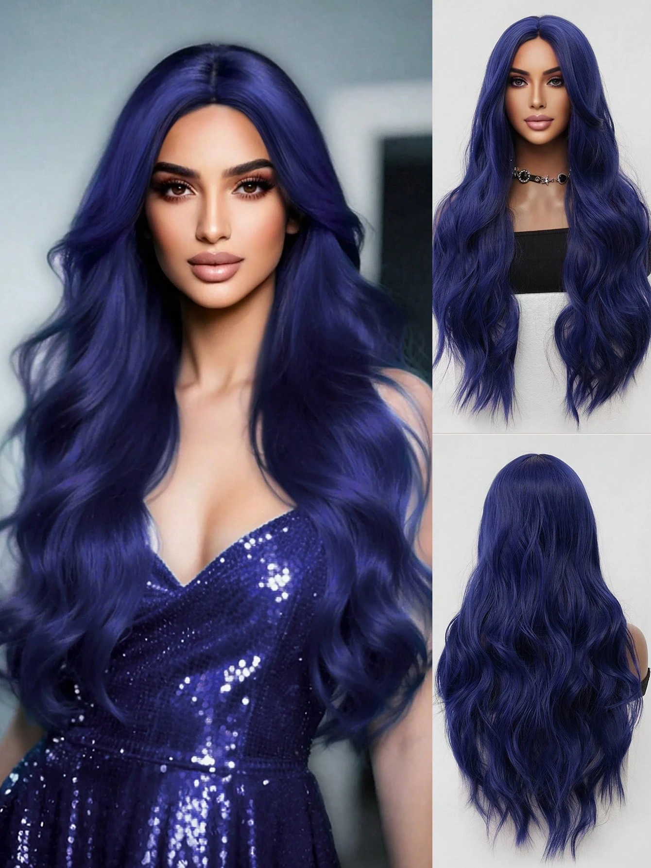 

Шикарная и гладкая длинная волнистая прическа, глубокий синий цвет с эффектом натуральности, демонстрирующая очаровательный стиль. Парики для повседневной носки и вечеринок, изготовленные из синтетических материалов, с стильным и крутым внешним видом, кот