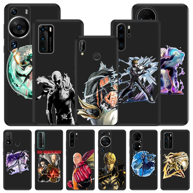 Phone Case For Motorola G200 One Fusion G30 G31 Huawei P20 P30 P40 P-Smart iphone6 One Punch Man Black Matte Soft Cover