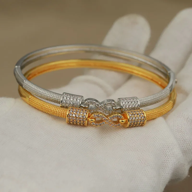 New Sight Classic Metal Crystal Beads Bangles&Bracelet for Women Wedding Bridal Elegant Zirconia Bracelet Fashion Brand Jewelry