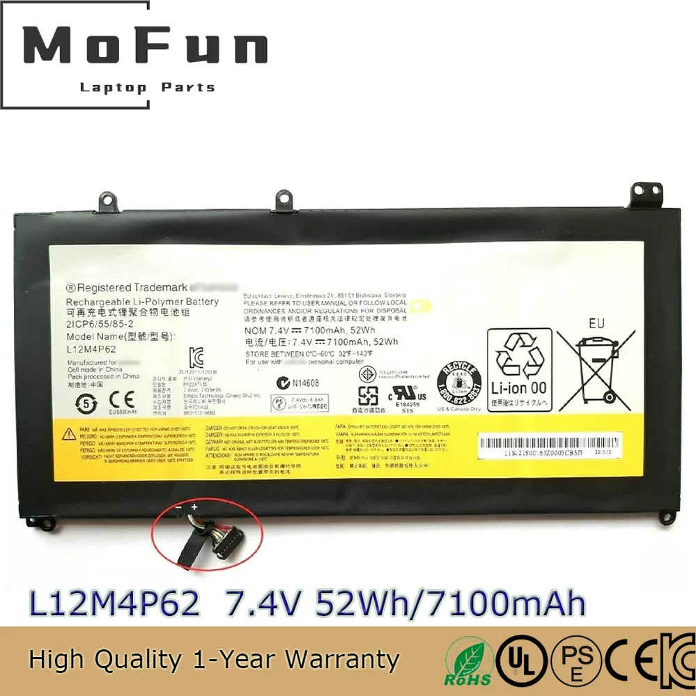 

Original L12M4P62 7.4V 52Wh Laptop Battery for Lenovo IdeaPad U430p U430 U530 Touch L12L4P62 2ICP6/55/85-2