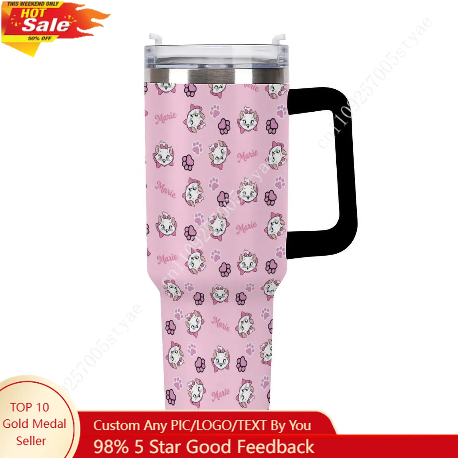 

Marie Insulated Water Bottle Disney Cartoon Custom Design Your Personal Text Images Car Cup Travel Water Bottle 40 Oz