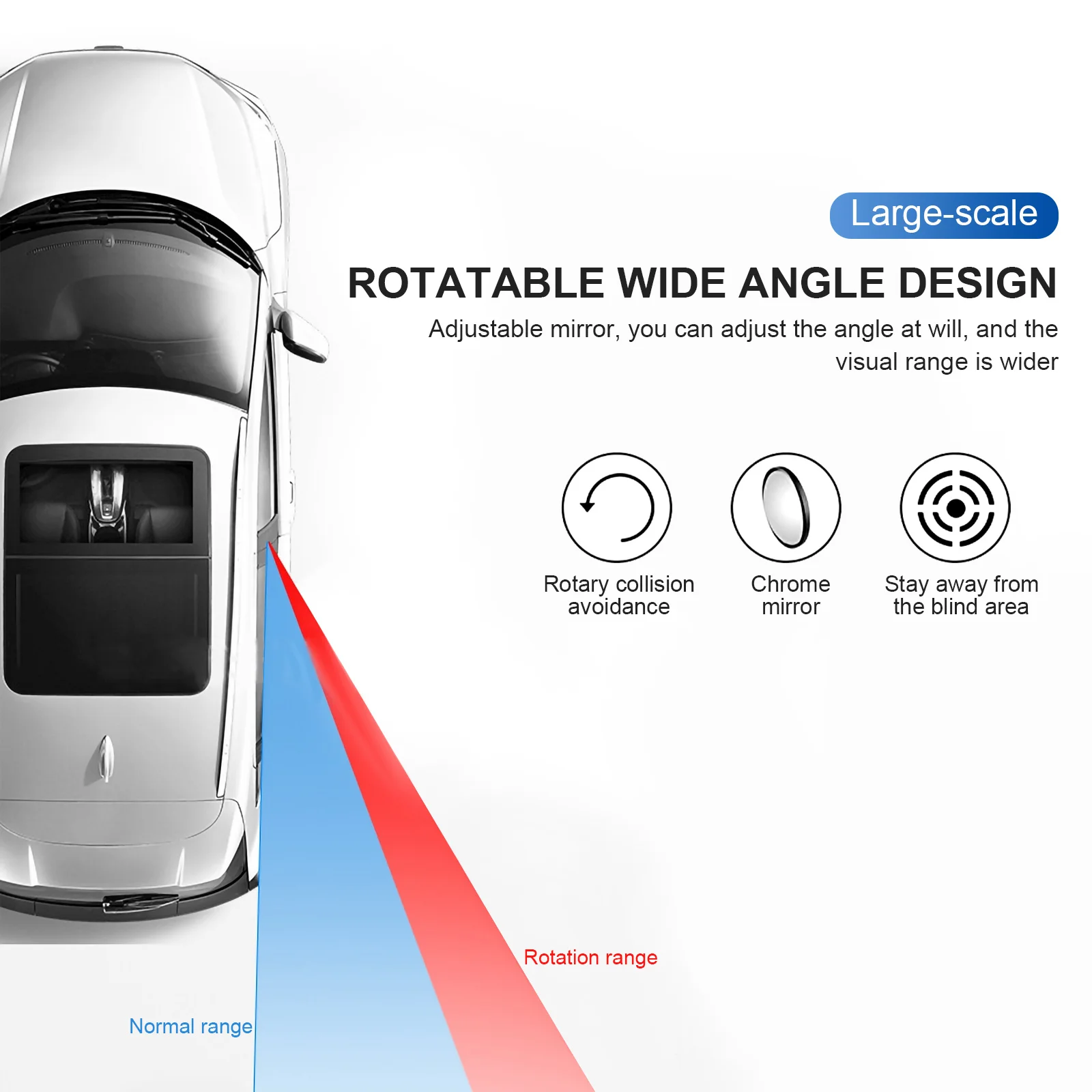 

1Set Streamlined B-Pillar Side View Mirrors Black Adjustable Wide Angle Blind Spot Mirror for Car Suv Truck Blind Spot Mirrors