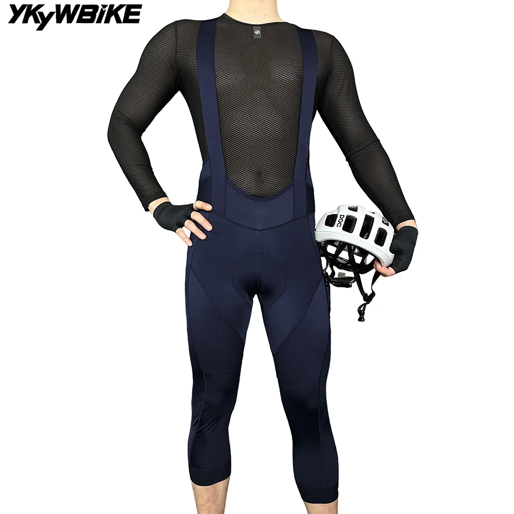 YKYW Men's Summer 3/4 Cycling Bib Shorts Darkblue Coffee Darkgray Bicycle Tights Pants Sport Mtb Bike Shorts 4 Hours Ride Padded - Image 3