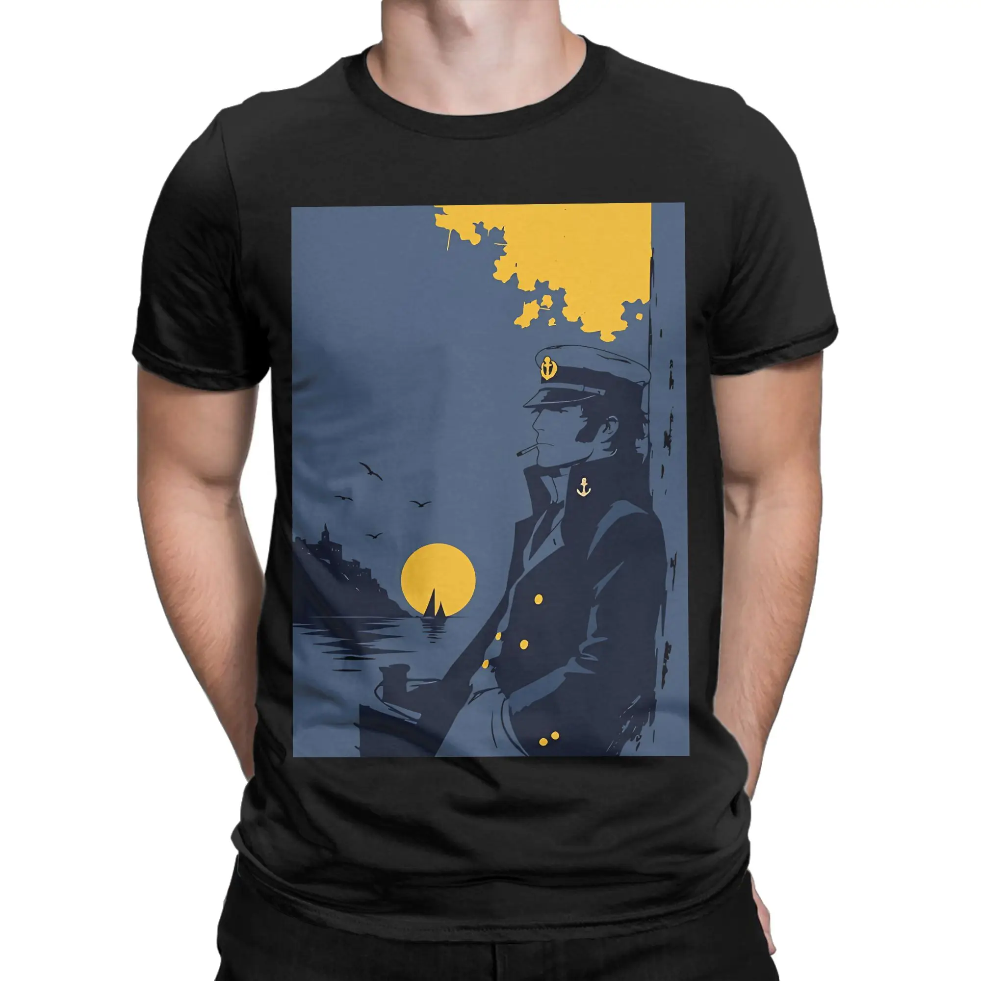Retro European Adventure  Classic Funny 100% Cotton T-Shirt Corto Maltese Tees Tops For Men