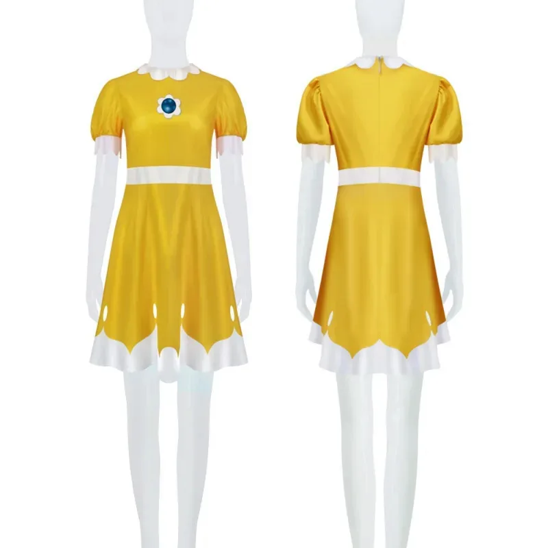 لعبة الأميرة تأثيري حلي ديزي الخوخ فستان تنكر مجموعة كاملة لملابس الكبار هالوين كرنفال ملابس الحفلات لعب الأدوار