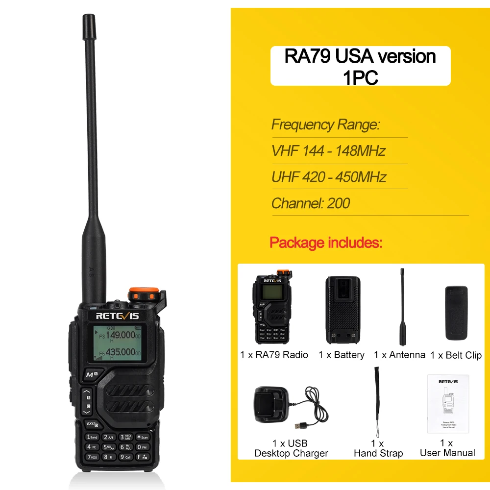 Top! RA79 Aviation Band Walkie Talkie AM FM Airband Two Way Radio USB C Charge Ham Radio UVK5 uvk5 Walkie-talkie