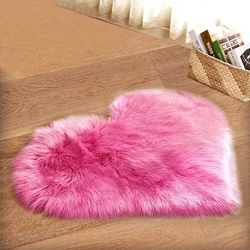 Long Hairy Rug Blue White Pink Shaggy Carpet Heart Shape Fur Rugs Artificial Soft Wool Sheepskin Baby Room Bedroom Door Mat