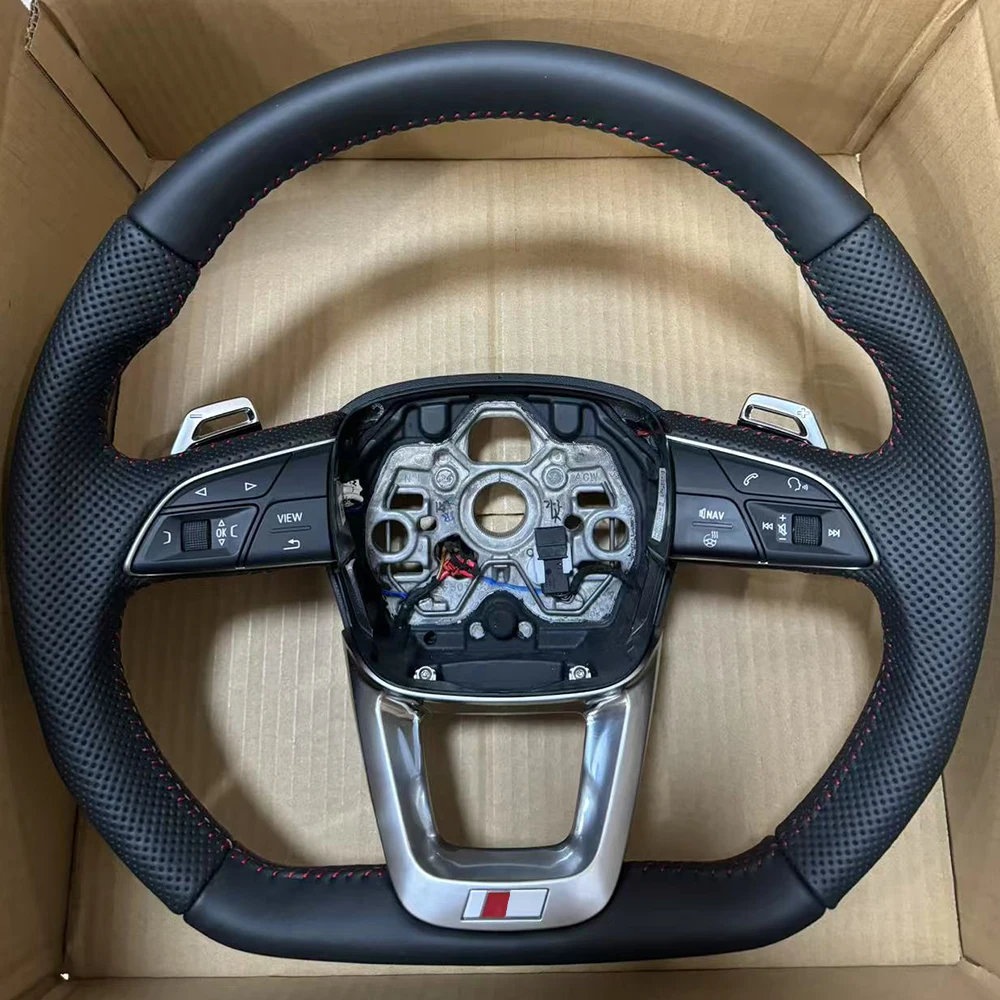 

Для Audi Q3 перфорированный кожаный руль с красной строчкой, многофункциональный руль с логотипом S/RS и кнопками в сборе