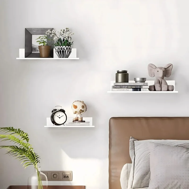 Metal Floating Shelves Wall Mounted Storage Rack for Kitchen Bathroom Bedroom Space Saving Organizer Home Decor Accessories view 2