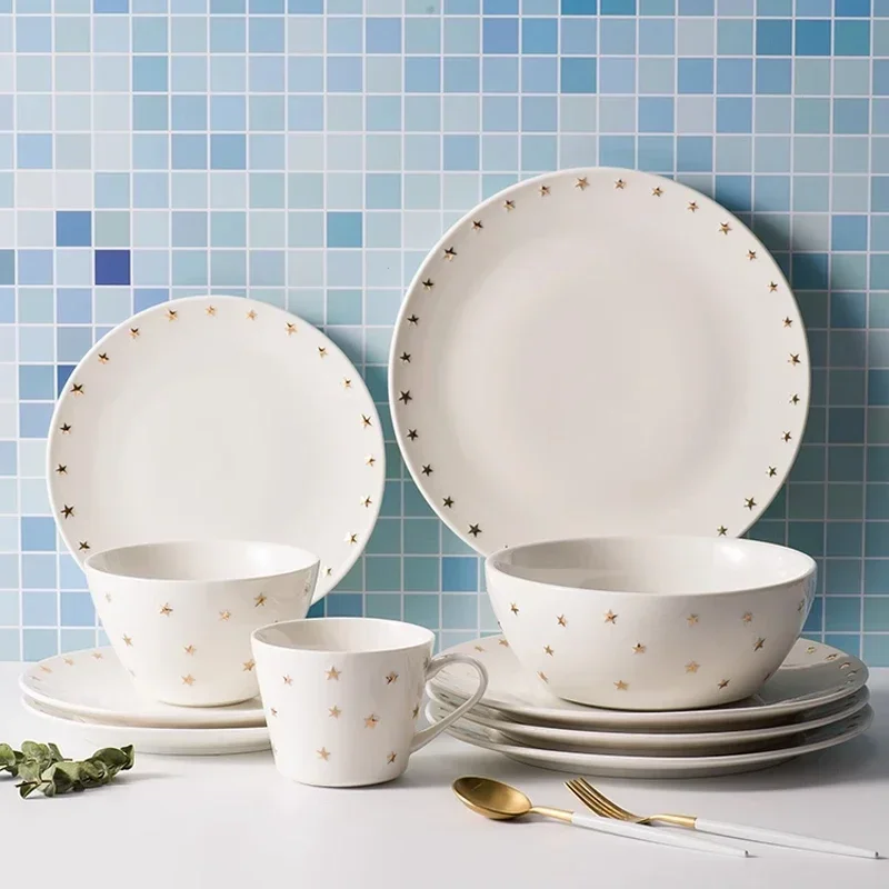 Nordic Star Tableware Ceramic Dishes Home Creative Dishes Dishes Rice Bowls Spoons Kitchen Dining Room Decorative Tableware