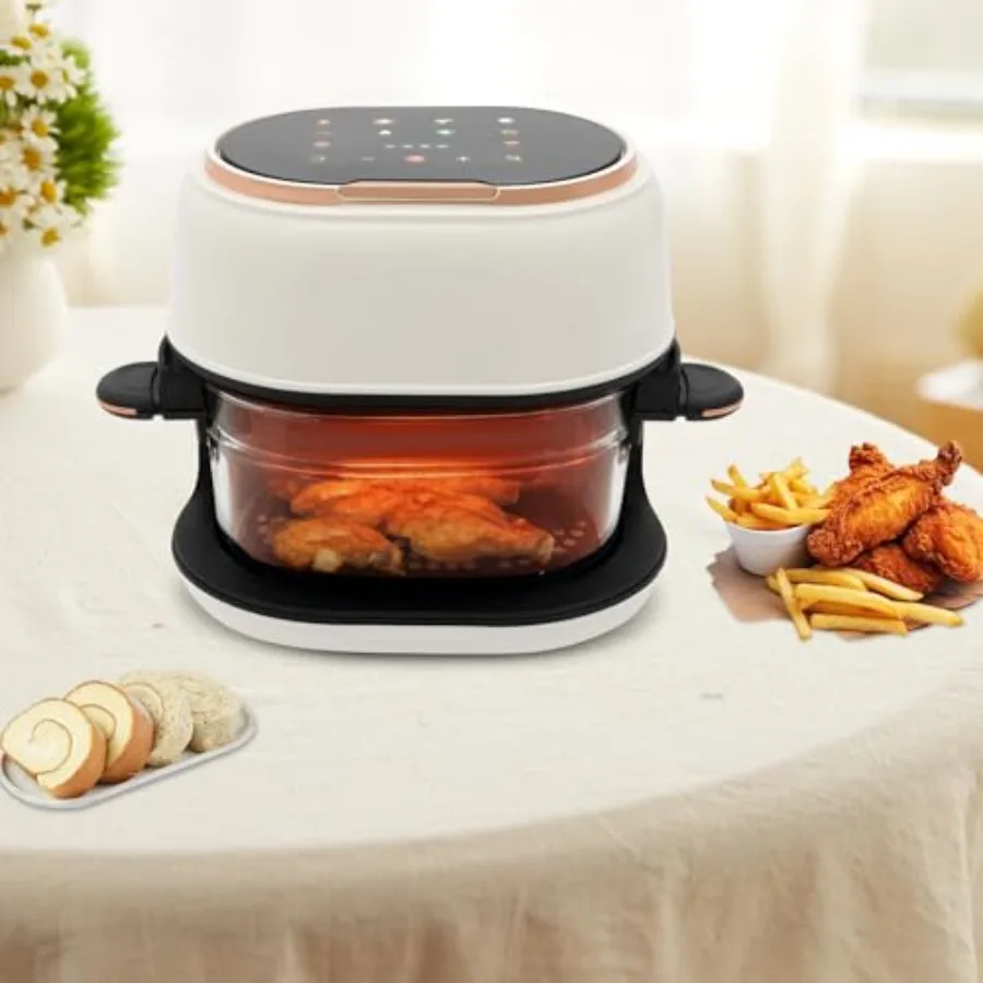 

Аэрофритюрница с сенсорным экраном и стеклянной чашей 4,23 л, большая конвекционная печь для здорового приготовления, жарки, запекания и обжаривания, 1350 Вт, для домашней кухни