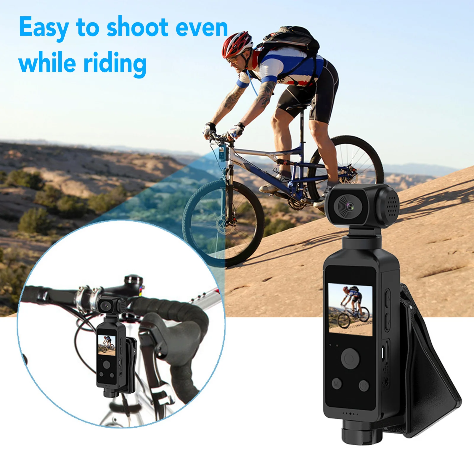 Pocket Camera 4K HD 270° Rotatable Anti Shaking Wifi with Mic Clip for Outdoor Riding Diving Shooting  Sports Camera