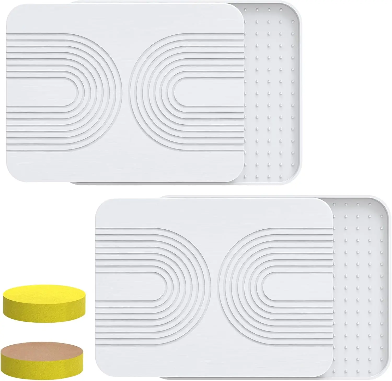 

2 PCS Stone Dish Drying Mat ＆ Silicone Mat for Kitchen Counter – Diatomaceous Earth Bath Mat for Bathroom, 16.14"L×1
