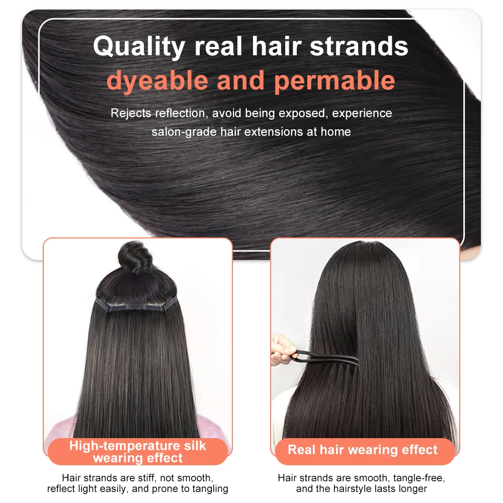 Clip in Hair Extensions 3pcs Real Human Hair  Extensions Straight Silky Natural Black Extensions for Women Remy Human Hair