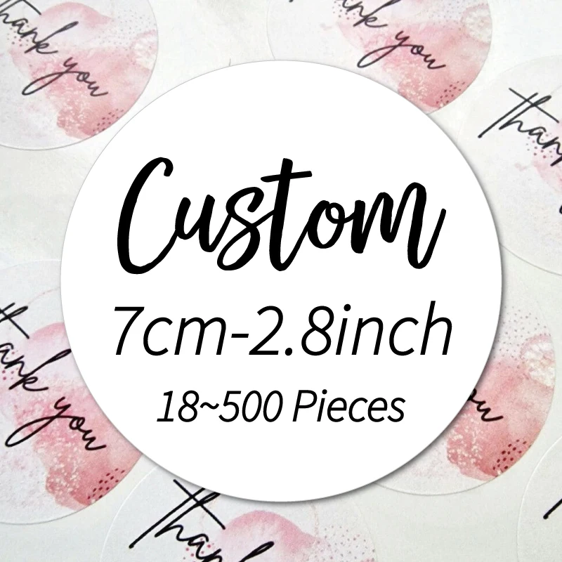 7cm Custom Stickers, Personalized Round Small Business Logo Labels, Circular Text Labels, Small Round Stickers, 20~500 Pieces