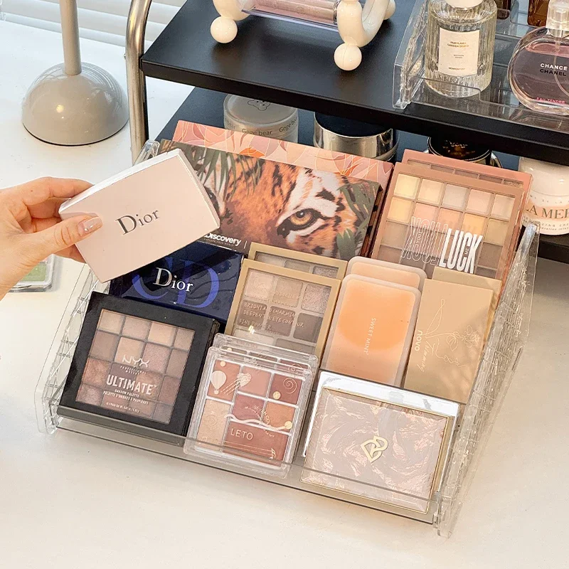 Eyeshadow Palette Organizer Transparent Acrylic Storage Box Makeup Organizer Cosmetic Storage Rack Desk Perfume Display Rack