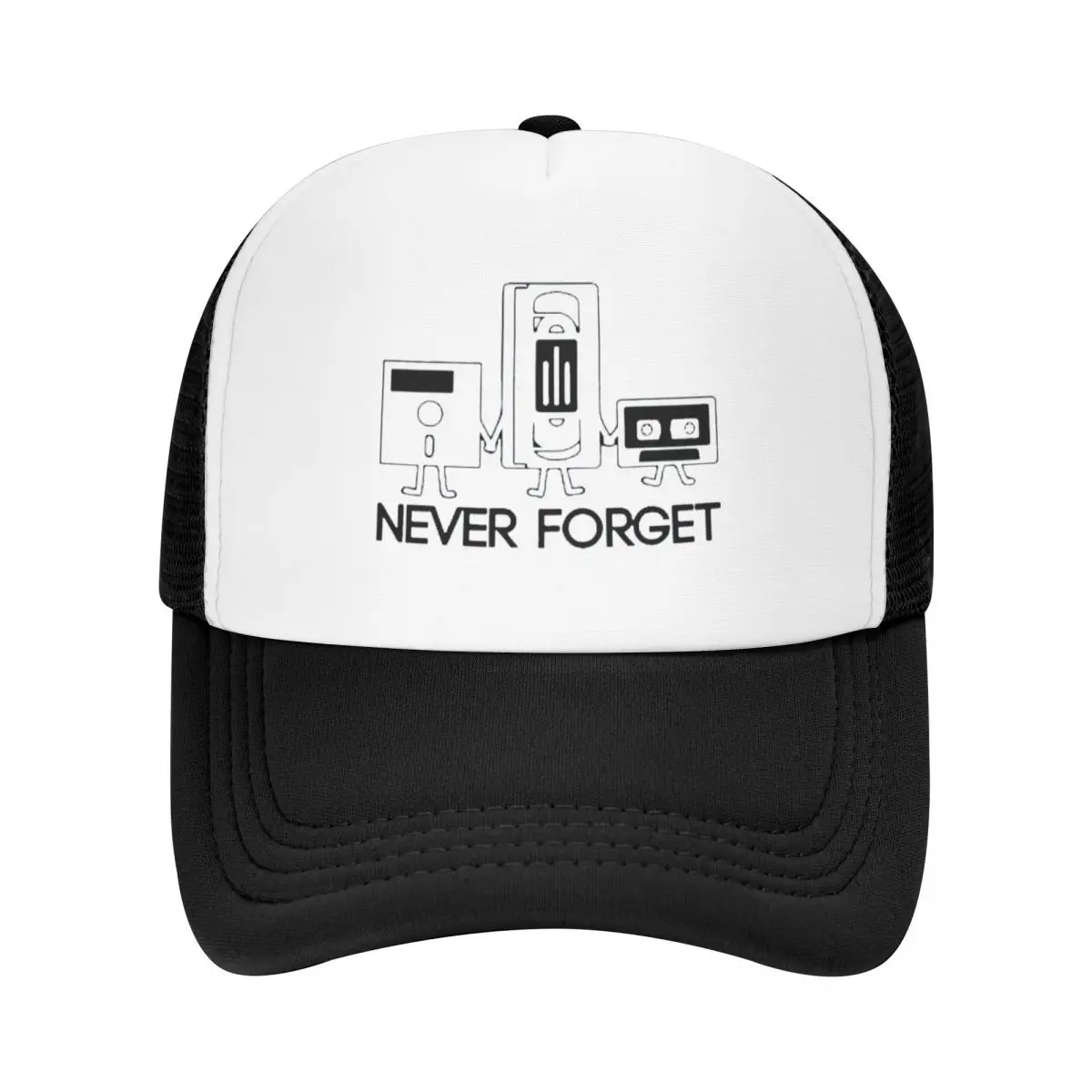 Never Forget Floppy Disc VHS Cassette Tech Geek Baseball Caps Unisex Baseball Hat Outdoor Hip Hop Hats