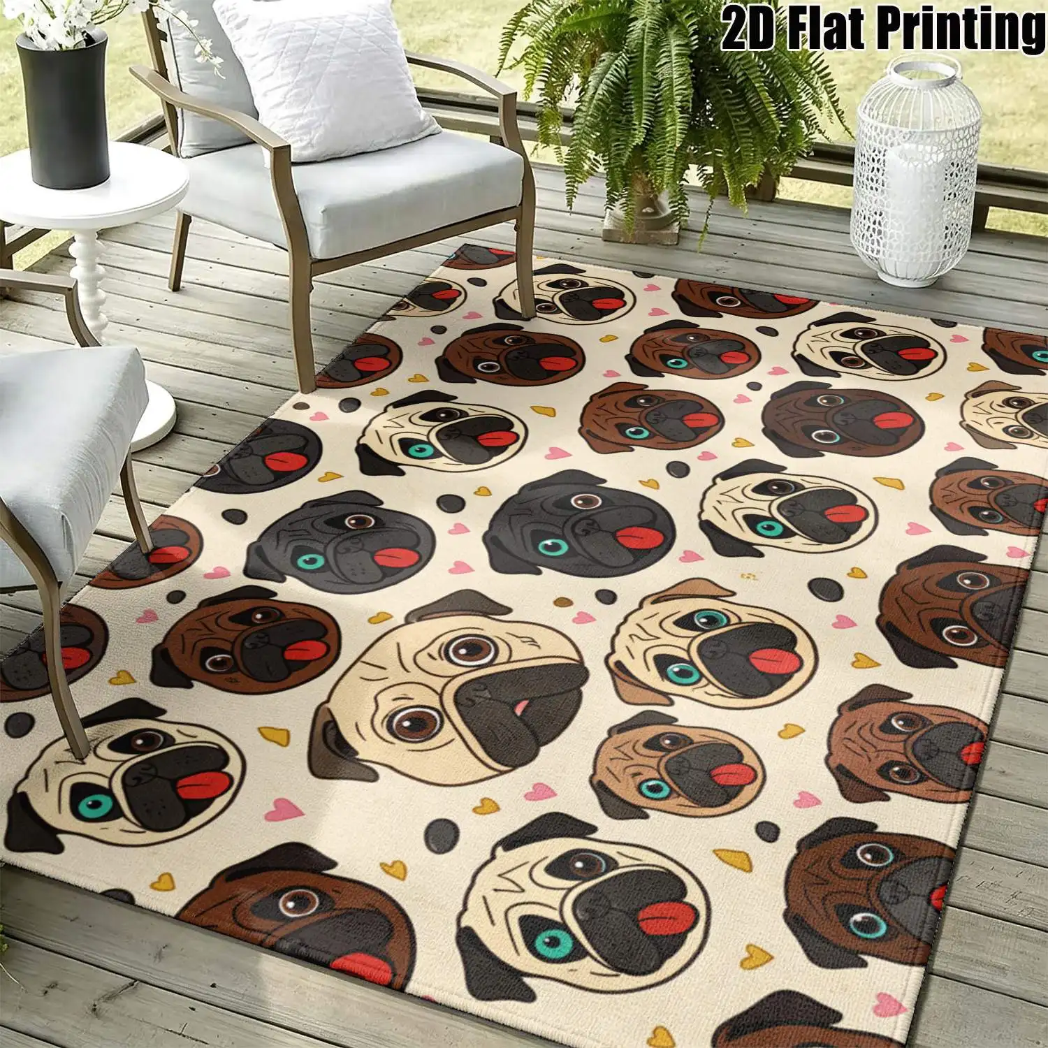1Pc 2D Printed Brown Puppy Pattern Carpet, Nordic/Instagram Style, Modern Minimalist Home Decor Mat, Multi-Size, Machine Washable, for Entrance, Dining, Foyer, Bedroom, Living Room