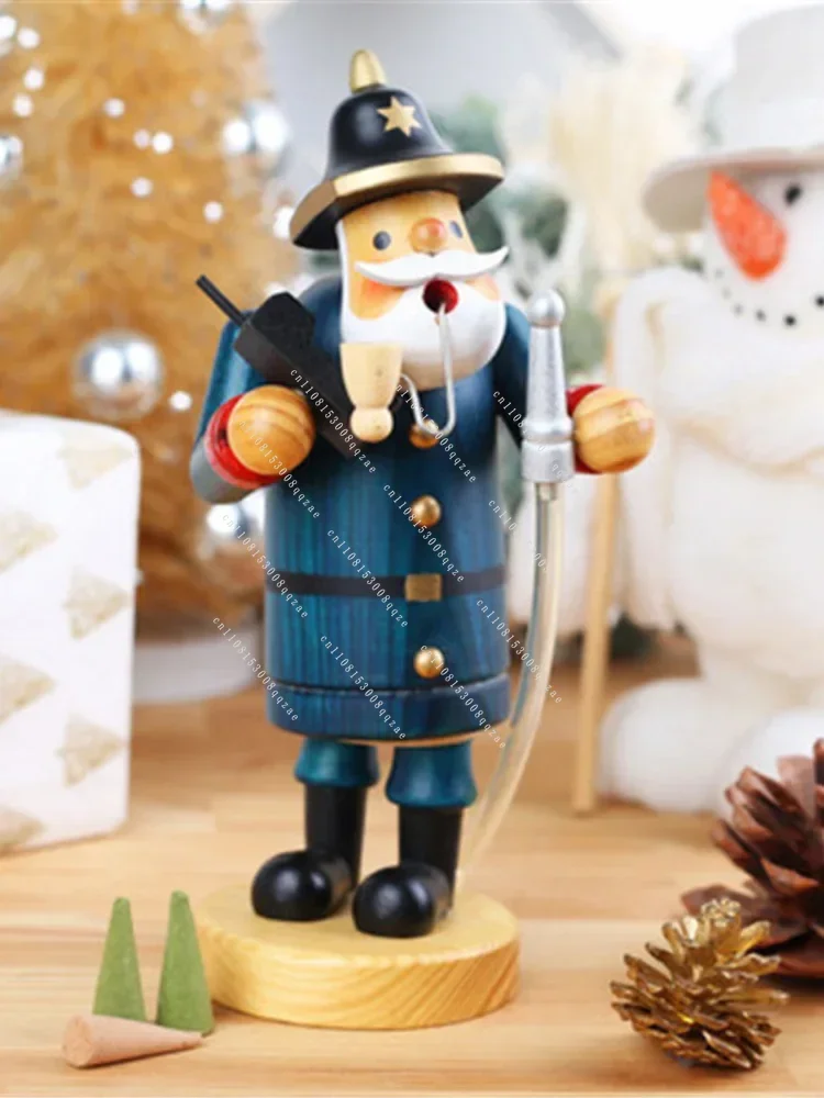 Christmas Wooden Smoke Blowing Doll Incense Burner Plumber Puppet Handicraft Decoration Home Decoration Accessories A1067
