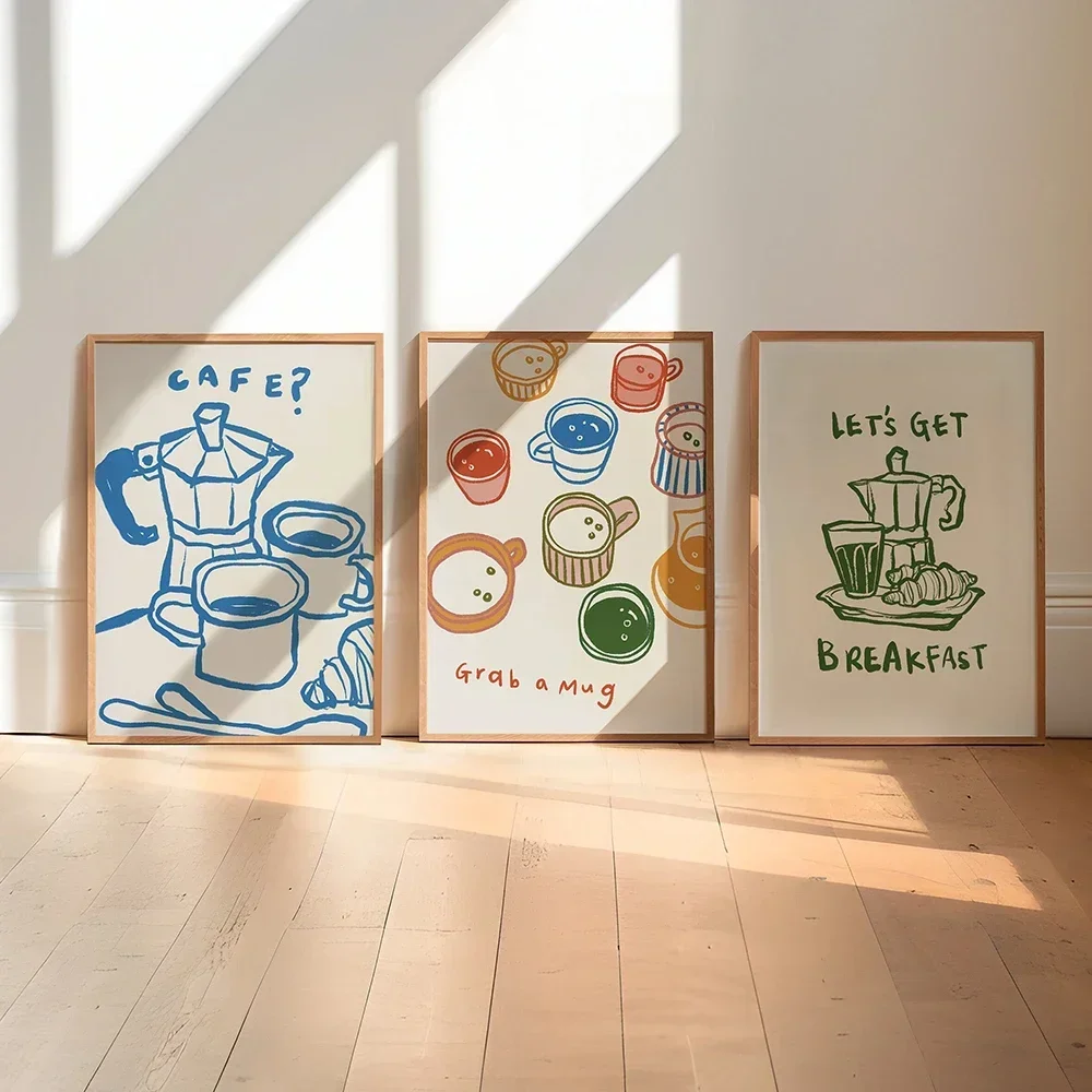 Kaffee-Wandkunst, Poster, Leinwandgemälde, Drucke, Frühstückstasse, Wein, Getränk, Zitat, Wandbilder, Kunst für Küche, Café, Dekor, unfram