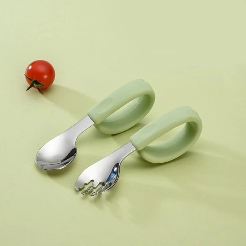 

J15U Children's Stainless Steel Cutlery Set Fork and Spoon with Soft Touch Handle