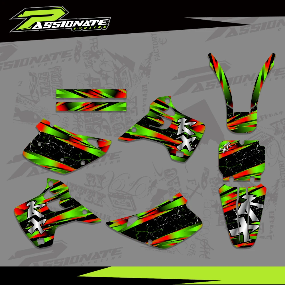 

Full Graphics Decals Stickers Motorcycle Background Custom Number Name For KAWASAKI KX125 KX250 KX 125 KX 250 1992 1993