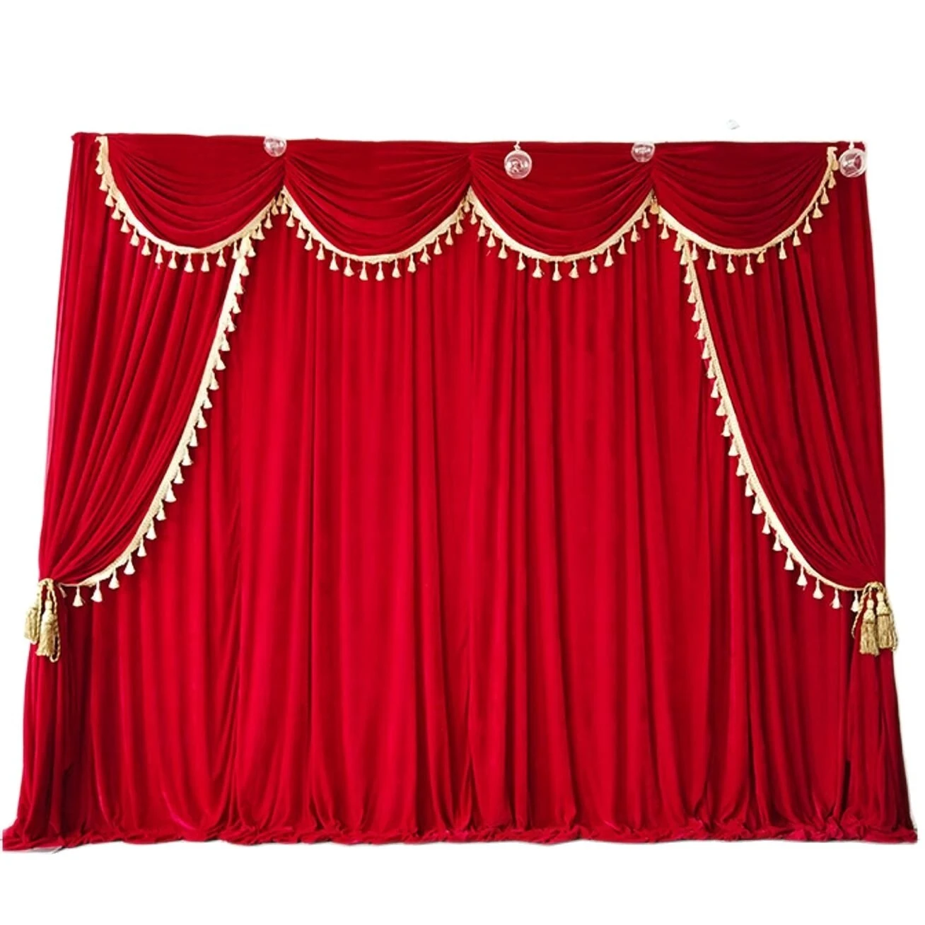 Thickness Velet Burgundy Backdrop Curtain with Tassle Swag Church Wedding Birthday Party Decoration, 10FT X 20FT