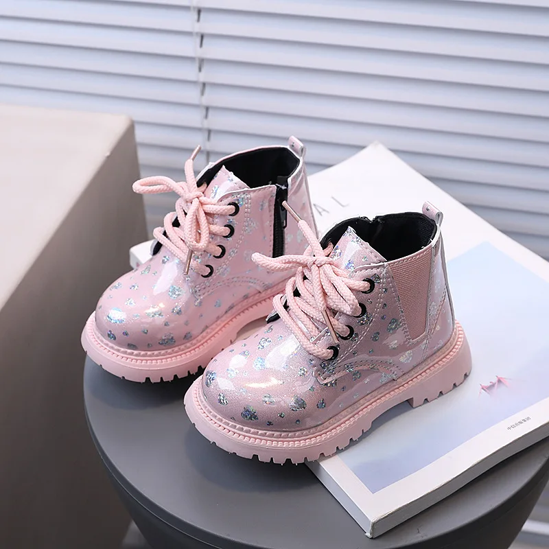 New Children Boots 2024 Autumn Winter Pu Leather School Boy Casual Shoes Fashion Single Boots Kids Girls Boots J324