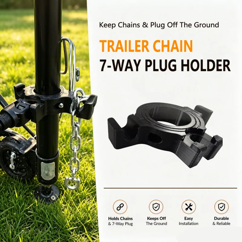 1pc-Trailer Jack Mount with Integrated Safety Chain and 7-Pin Plug Holder – An ideal gift for friends, perfect for Christmas.