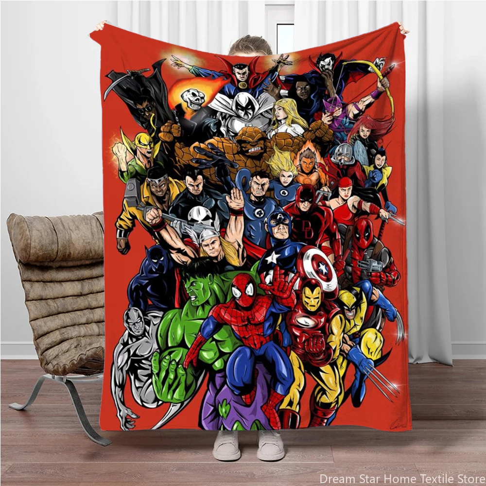 

Disney Marvel Spider-Man Cartoon Printed Flannel Thin Blankets Four Seasons Warm Quilt Sofa Beds Living room Travel Picnic gifts