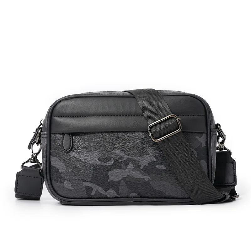 Camouflage Men\'s Messenger Bag Retro PU Leather Shoulder Bags For Man Square Men Crossbody Bags Sling Male Shoulder Bags