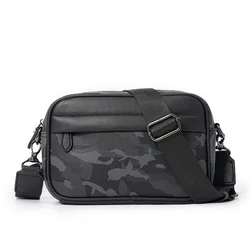 Camouflage Men's Messenger Bag Retro PU Leather Shoulder Bags For Man Square Men Crossbody Bags Sling Male Shoulder Bags