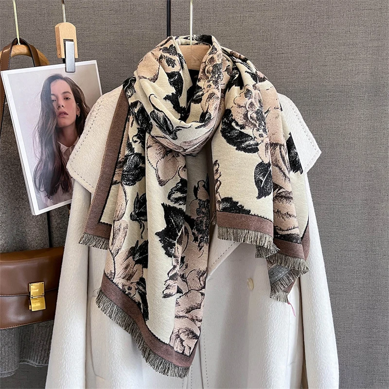 

Luxury Winter Thick Warm Scarf for Women Cashmere Shawl Wraps Pashmina Long Tassel Blanket Bufanda Female Echarpe Stole