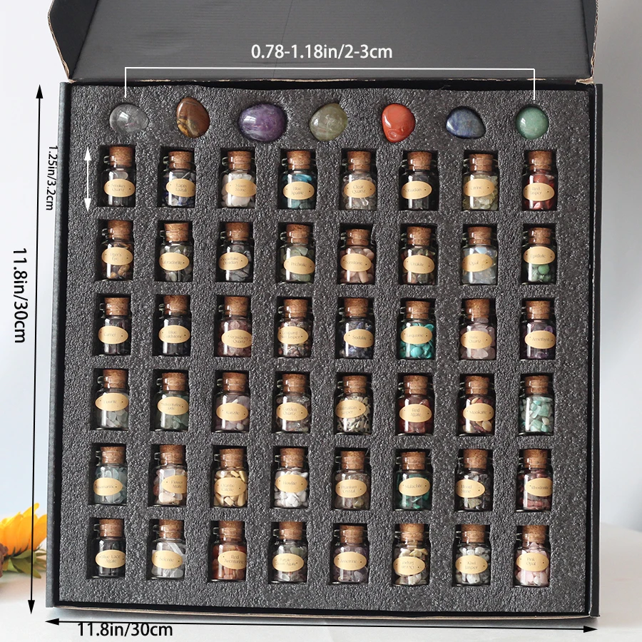 55PCS/Set Natural Crystal Stone Chakra stone Rose quartz Amethyst Clear Quartz Mini Crystals Witchcraft  Wish bottles