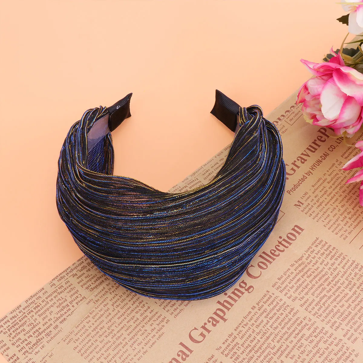 

Fashion Blue Wide Lace Hair Hoop for Women Soft Cloth Headband Daily Elegant Style Cloth Hair Hoop Women Lace Headband