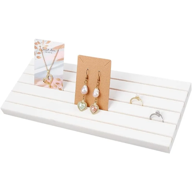 

1pc 5 Slots Wooden Card Display Stand White Jewelry Organizer Earring Card Holder Photo Table Displays for Earrings Bracelet