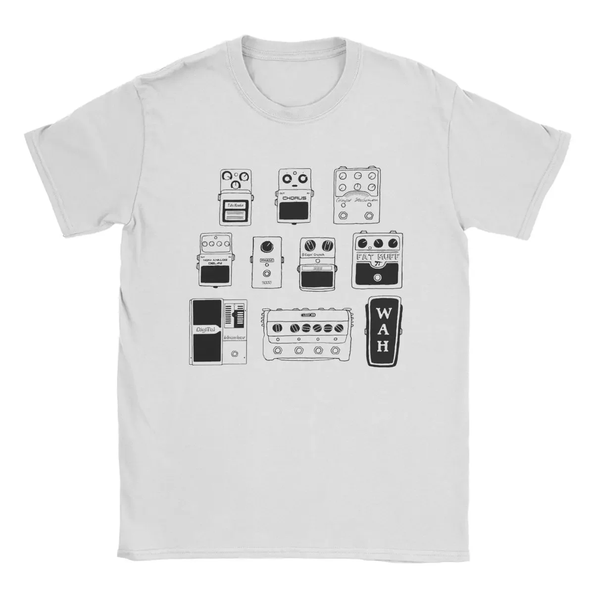 Funny Guitar Pedals Guitarist Gear Foot Effect Pedals Music T-Shirt for Men 100% Cotton T Shirts Short Sleeve Tees Graphic Tops