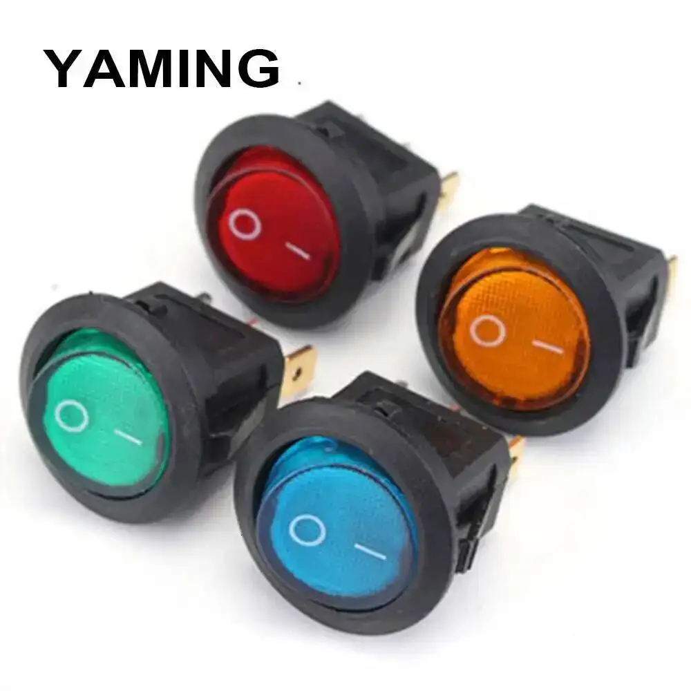 5 Pcs LED Dot Lampu 12V Motor Mobil Perahu Bulat On/Off Rocker Switch Toggle 3 Pin round Tombol SPST