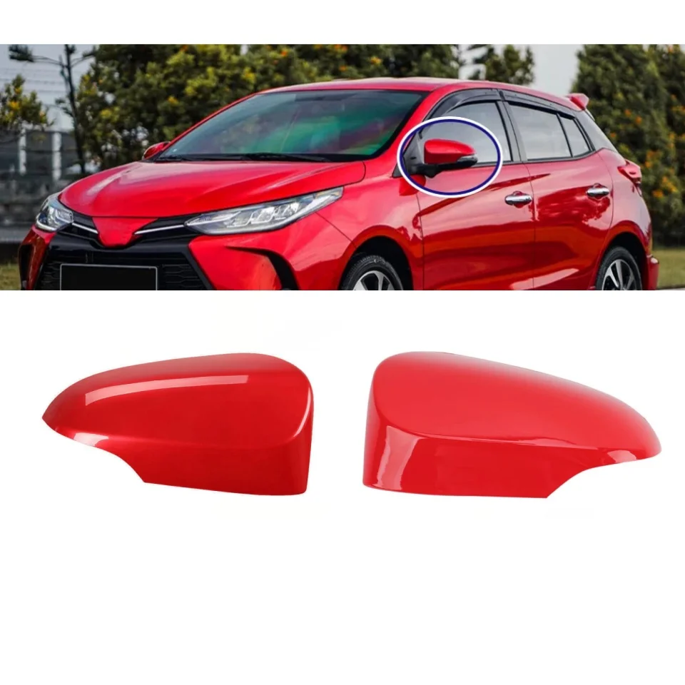 Car Door Wing Mirror Cover Primed For Toyota Yaris 2012-2020 Right Driver Side Red Wing Mirror Cover Car Accessories