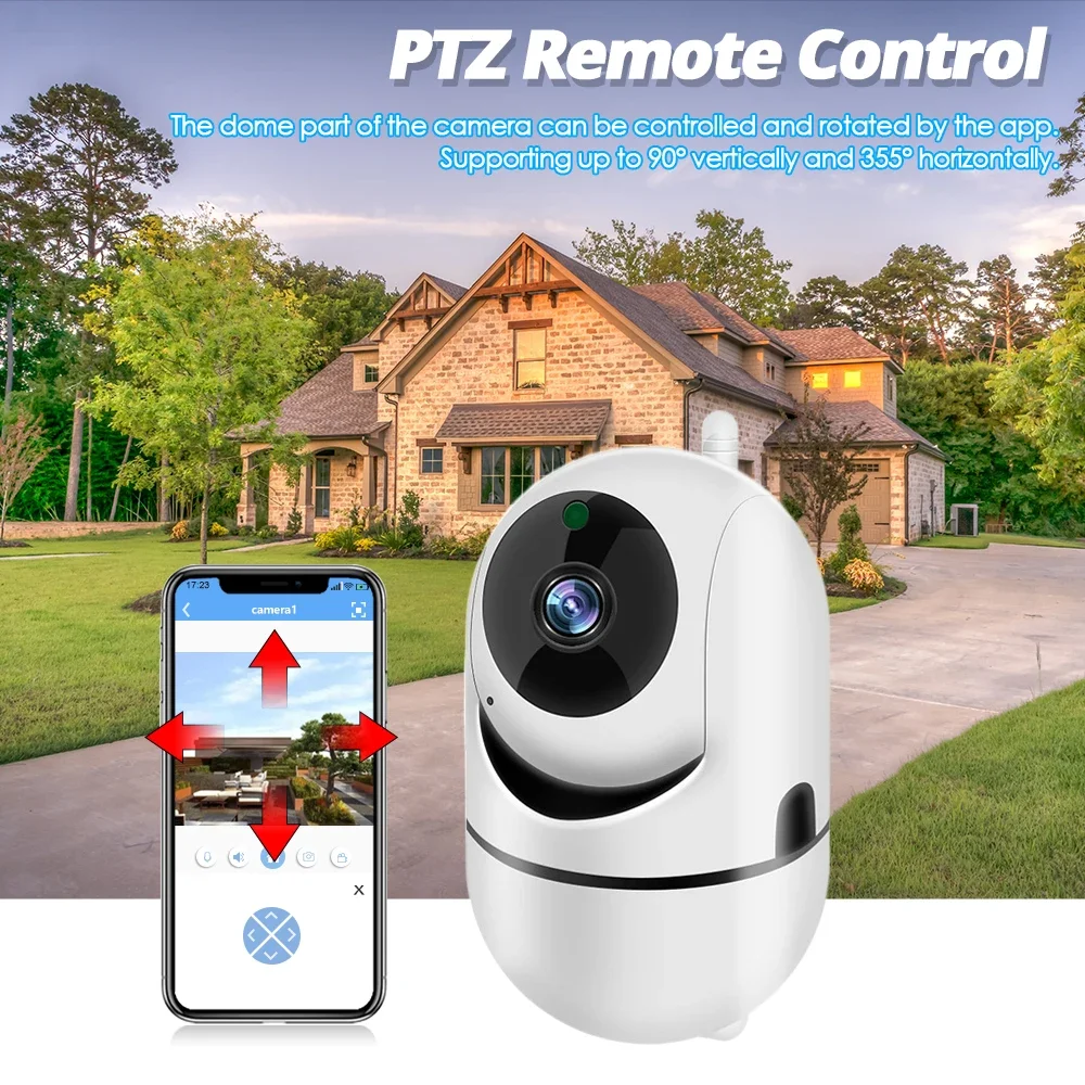 Caméra de surveillance intérieure PTZ IP WiFi HD 5MP/360 °, dispositif de sécurité sans fil, avec suivi automatique, babyphone vidéo et vision nocturne, pour maison connectée, Tuya