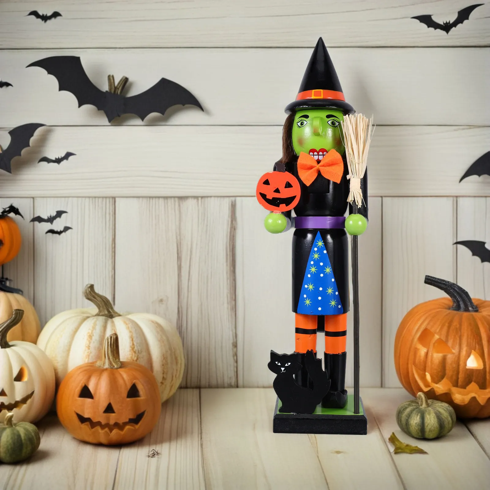 Wooden Halloween Pumpkin Nutcracker Jack-O-Lantern Nutcracker Decoration Spooky Indoor Halloween Decorations Party