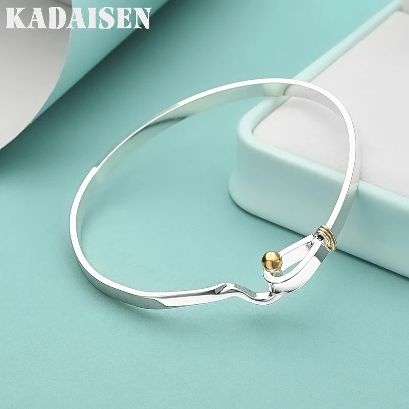 925 Sterling Silver U-Hook Buckle Bangles For Women Wedding Party Fashion Charm Jewelry
